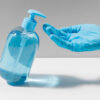 Breathalyser hygiene and sanitation with sanitiser solution and glove