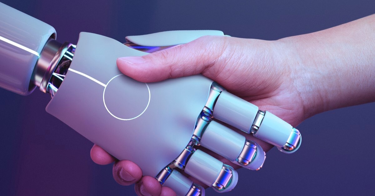 ai and humans shake hands to demonstrate The Role of AI in Detecting Unusual Breathalyser Readings