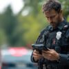 officer using mobile data with breathalyser devices